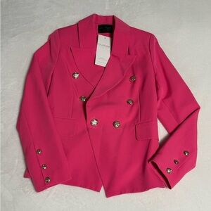 OVO Women's Vibrant Pink Blazer with Silver Buttons
